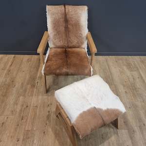 Chair: Unique Goat Skin Chair & Stool Tan