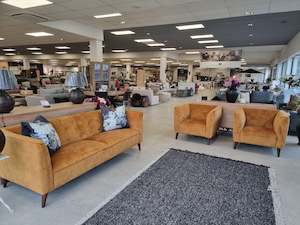 Suite: Merlot 3 Seater + 2 Chairs  Gold Velvet