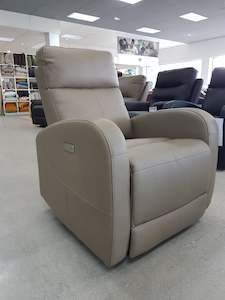 Electric Recliner: Lexi Leather Electric Recliner - Taupe