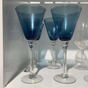 Glassware: Cobalt blue wine glass