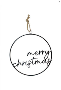 Christmas: Black Metal Circle with Merry Christmas