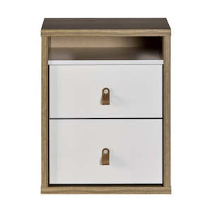 Bedroom Furniture: Taylor 2 Drawer Bedside with Leather Pull