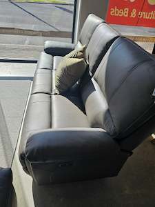 Ainsley Leather Lounge Suite Graphite Electric
