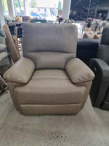 Recliner: Ainsley Leather Recliner Taupe Electric