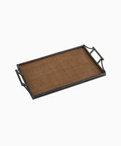 Rattan & Faux Bamboo Handle Tray