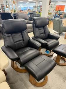 Alfredo Recliner with Footstool Black Noir