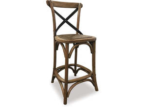 Cross Back Barstool Antique Oak