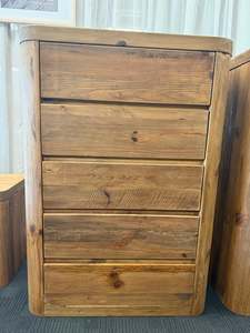 Bedroom Furniture: Dandou Chest 5 Drawer -Pine