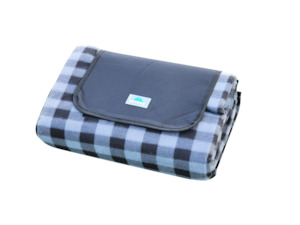 Massive XL Waterproof Check Picnic Blanket Check 2 x 2 Meter Grey