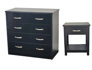 Drawers And Bedside Tables: Gary Black Low Boy & Bedside Table Combo 1+1