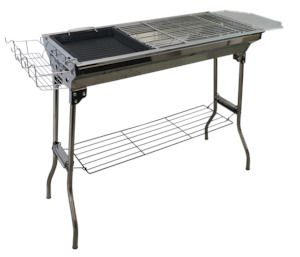 Outdoor: Freestand Charcoal Party Grill Rectangle with shelf and rack