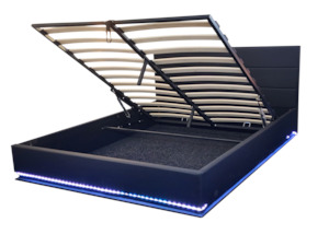 Bed Frames And Mattresses: Herry Gaslift Storage bed with LED light - King