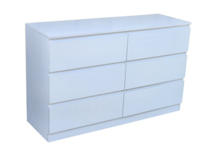 Liana Lowboy Chest 6 Drawer Dresser white.