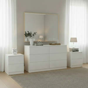 Bedroom set Liana chest 6 drawer lowboy + 2 * bedside tables white colour