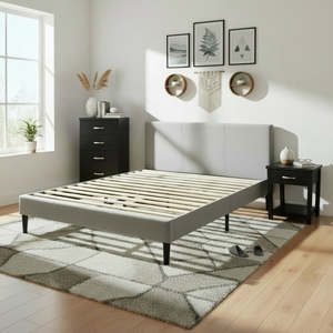 Bedroom suite - Modern grey Queen size bed and drawer 3pc set