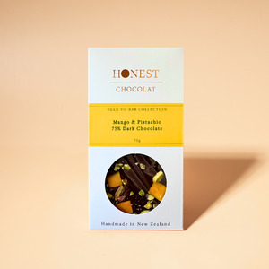 Mango & Pistachio - Dark Chocolate Bar - 75% Cacao