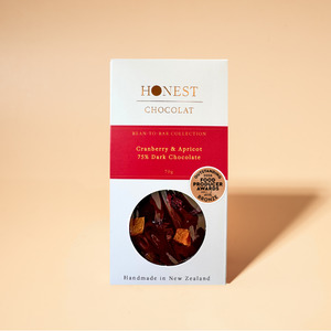 Cranberry & Apricot - Dark Chocolate Bar - 75% Cacao