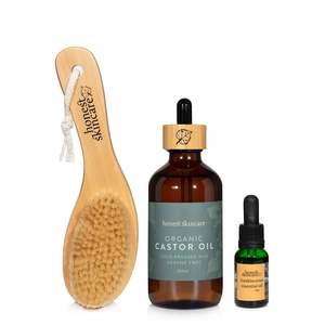 All: Self-Care Detox Kit – Castor Oil, Dry Brush & Frankincense