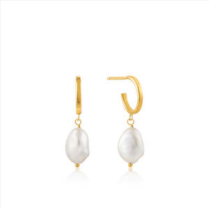All Jewellery: Ania Haie Pearl Mini Hoop Earrings Gold