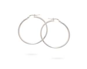 Earrings: 35mm Sterling Silver Plain Creole Hoop Earring
