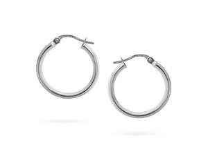 Earrings: 15mm Sterling Silver Plain Creole Hoop Earring