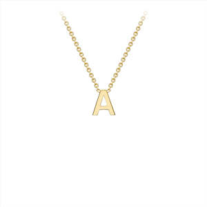9K Yellow Gold 'A' Initial Adjustable Necklace 38cm-43cm