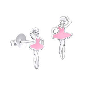 Childrens Jewellery: Sterling Silver Ballerina Stud Earrings