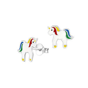 Childrens Jewellery: Sterling Silver Unicorn Stud Earrings.
