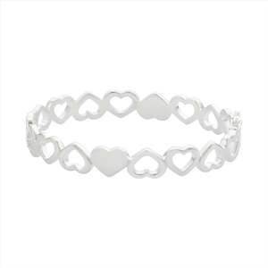 Bracelets Bangles: Heart Sterling Silver Cuff Style Bracelet