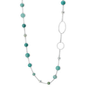 Gemstone Jewellery: Amazonite & Sterling Silver Long Necklace