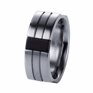 Mens Jewellery: Stainless Steel/Onyx Ring