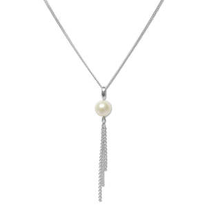 Jewellery Pearls: Sterling Silver & Fresh Water Pearl with Chain Short Necklace