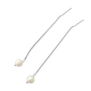 Jewellery Pearls: Sterling Silver Thread Earrings with 6mm Fresh Water Pearl.