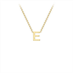 9K Yellow Gold 'E' Initial Adjustable Necklace 38cm-43cm