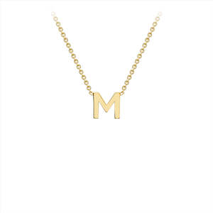 9K Yellow Gold 'M' Initial Adjustable Necklace 38cm-43cm