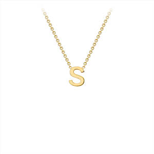 9K Yellow Gold 'S' Initial Adjustable Necklace 38cm-43cm