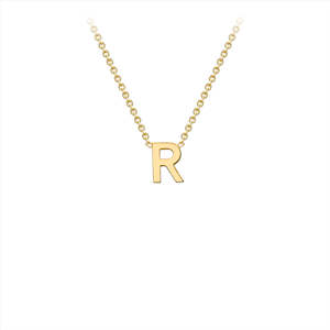 9K Yellow Gold 'R' Initial Adjustable Necklace 38cm-43cm