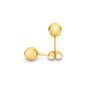 Earrings: 9k Yellow Gold Round 5mm Ball Studs