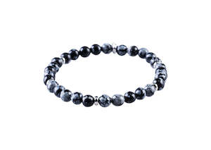 Cudworth: Black/Blue Agate Bead Stainless Steel Ball Bracelet