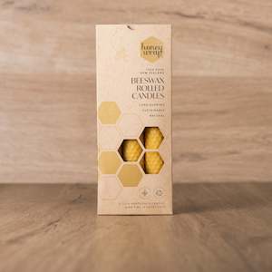 All: 3 x Hand Rolled Beeswax Dinner Candles