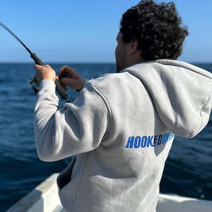 Hoodies: Fleece Hoodie - Hooked on Fishing logo Hoodie in grey