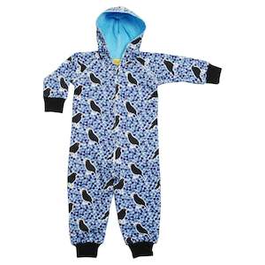 Onesie Day 2019: Black Bird Lined Suit with Hood (Blue)