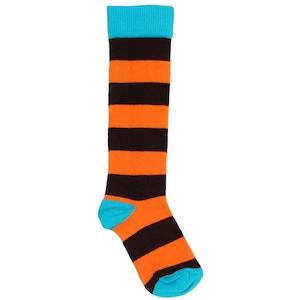 Size 16 18 3 6 Months: Orange/Brown Striped Knee High Socks (18/20)