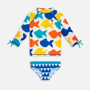 White Fish Rash Vest and Bottoms (12-18 Months)