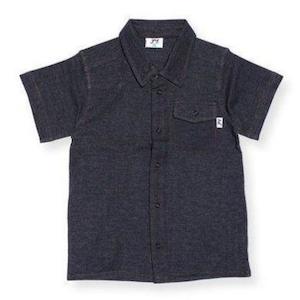 Denim-look Short Sleeved Shirt with Collar