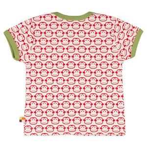 Loud Proud Printed Tops: Red Monkey Short Sleeved Top (5-6 Years)