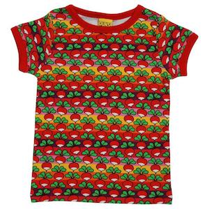 Radish Stripe Short Sleeved Top (Poppy Red)