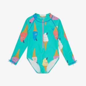 UV Protective Long Sleeve Swimsuit Green Ice Cream