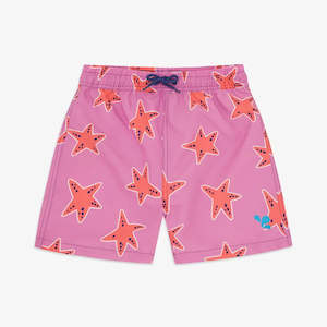 Muddy Puddles: UV Protective Swim Shorts Pink Starfish
