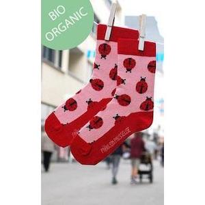 Organic Crew Socks - Ladybugs (Red)